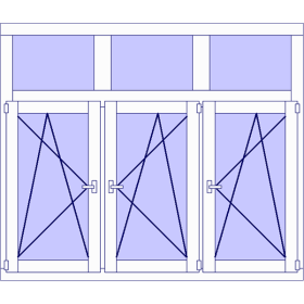 Fereastră PVC 3 canaturi cu luminator superior